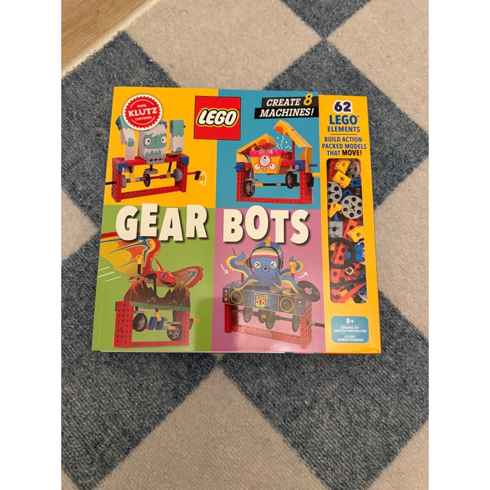 LEGO Gear Bots Klutz Certified STEM Activity Kit 62 Pcs 8 Models 9781338603453